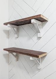 For the shelf, you will need a wooden board and black steel pipe floor flanges, black steel pipe nipples, pipe elbows, and screws. How To Make Cheap And Easy Diy Shelf Brackets Lovely Etc