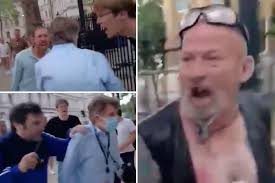 A crowd shouted traitor and other slurs in nicholas watt's face as he walked near downing street. Uhcrjyjqwp1yim