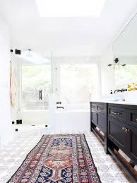 Fabulous idea by teal and lime. Ditch The Bath Mat Luxe Area Rug Ideas For Your Bathroom Interiors By Jacquin