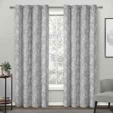 Purple color window curtain design. Morgan Light Filtering Curtain With Leaf Pattern Polyester 96 In X 52 In Grey Rona