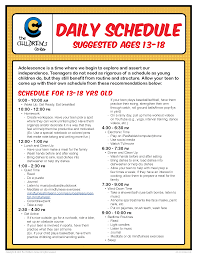 Check spelling or type a new query. Daily Schedule Ages 13 18 The Children S Center