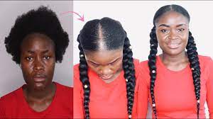 Thick Short 4c Natural Hair Slick Down 2 Jumbo Braids Pigtail Using Braiding Hair Protective Style Youtu Pigtail Braids Slick Hairstyles Thick Natural Hair
