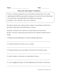 Why Is Pun Funny Worksheet Puns Funny Puns Figurative Language Worksheet