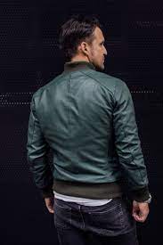 Luxus Hi Tech Leather Jacket Bomber Lightweight Perforated Green Green Bomber Jacket Men Leather Bomber Jacket Green Bomber Jacket