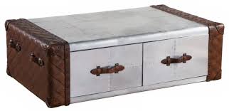 Vintage trunk, coffee table, storage chest chic style. Vintage Metal Aviator Aluminium Leather 2 Drawer Coffee Table Vintage Trunks By Designer Sofas For You