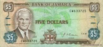 Jamaican 5 Bill Jamaica Jamaican Independence Bank Notes