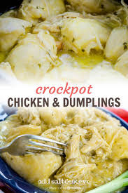 Easy Crockpot Chicken Dumplings With Biscuits Add Salt Serve Recipe Crockpot Chicken And Dumplings Chicken Crockpot Recipes Easy Chicken Crockpot Recipes