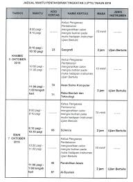2 menit untuk waktu ihtiyati (pengaman). Jadual Waktu Peperiksaan Pt3 2019 Ace Pintar Academy Facebook