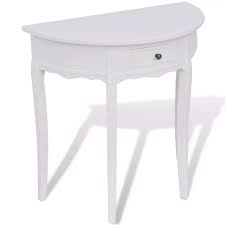 Details like turned legs and the. Vidaxl Half Round Console Table With Drawer White Entryway Hall Side Desk Buy Online In Sint Maarten At Sintmaarten Desertcart Com Productid 56833306