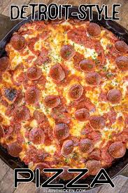 Cast Iron Detroit Style Pizza Our Newest Obsession Thick Crust Pizza Layered In Reverse Cast Iron Pizza Recipe Plain Chicken Recipe Cast Iron Skillet Pizza