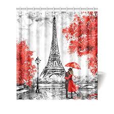 Contemporary landmarks of paris printed light weight shower curtain 72x72. Yusdecor Elegant Paris Eiffel Tower Couple Red Umbrella Trees House Decor Shower Curtain For Bathroom Decorative Bathroom Shower Curtain Set 66x72 Inches Walmart Canada