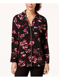 Bobbi Bricka Alfani Womens Black Piped Printed Long