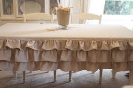 Custom Shabby Chic Ruffled Tablecloth By Ruffledlinens On Etsy Ruffled Tablecloth Table Cloth Home Decor