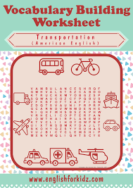 transportation worksheets word search