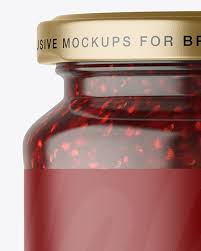 Clear Glass Jar With Raspberry Jam Mockup In Jar Mockups On Yellow Images Object Mockups