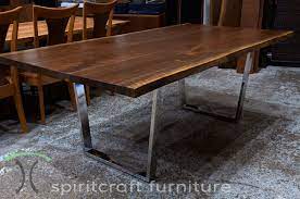 Live Edge Black Walnut Table With Polished Stainless Steel Legs Dining Table Walnut Table Solid Wood Table Tops