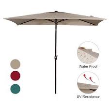 Abba Patio 6 6 By 9 8 Ft Rectangular Market Outdoor Table Patio Umbrella With Push Button Tilt And Crank Beige