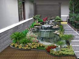 Tanaman hias memenuhi seluruh area taman sehingga terlihat hijau dan rindang. Contoh Desain Taman Kecil Rumah Minimalis Modern Backyard Garden Design Backyard Landscaping Designs Minimalist Garden