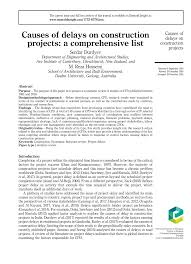 Pdf Causes Of Delays On Construction Projects A Comprehensive List