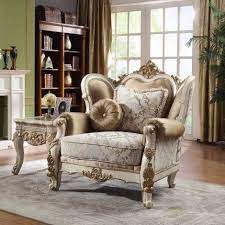 Traditional Chair In White Fabric Traditional Style Homey Design Hd 2652 White Sofa Set Accent Chairs For Living Room Upholstered Accent Chairs