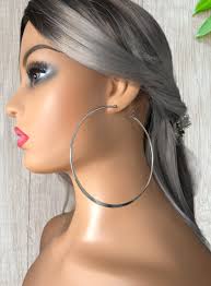 1 Pair Silver Tone CLIP ON Hoop Earrings