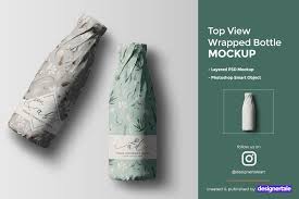 All free mockups include smart objects for easy edit. Top View Wrapped Bottle Mockup Creative Photoshop Templates Creative Market