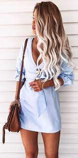 Baby Blue Dress Brown Leather Shoulder Bag Summer Outfits Fashion Cute Summer Outfits Style