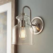 Save on nickel brushed bath lighting free shipping at bellacor! Home Decorators Collection Garridan 1 Light Brushed Nickel Wall Sconce With Clear Glass Shade Wall Sconces Bedroom Indoor Wall Sconces Wall Lights Living Room