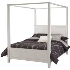 Build your own farmhouse bed frame with canopy with off the shelf building lumber! Queen Canopy Bed In Contemporary White Wood Finish Queen Canopy Bed Queen Size Canopy Bed Canopy Bed Frame