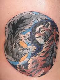 I love the concept of yin and yang. Thomas Graham Super Genius Tattoo Seattle Wa Color Tattoo Wolf Tattoo Wolves Yin Yang Sun Moon Color Tattoo Tattoos Yin Yang Tattoos