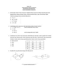 Demikian informasi yang dapat kami bagikan mengenai contoh soal dan jawaban teori bahasa dan automata. Soal Uts Tbo
