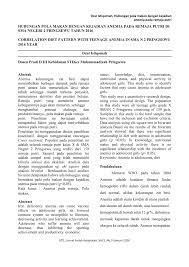 Hubungan antara status gizi dengan kejadian anemia pada remaja putri. Pdf Hubungan Pola Makan Dengan Kejadian Anemia Pada Remaja Putri Di Sma Negeri 2 Pringsewu Tahun 2016