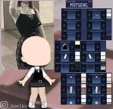 Gacha Club Outfit With Code Black White In 2021 Club Outfits Club Hairstyles Character Outfits