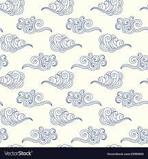 Japanese Chinese Ocean Waves Clouds Pattern Vector Image