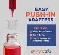 Medicine Bottle Syringe Adapter For Oral Dispensers (Size Small, 50 Pack) | Press In Bottle Adapter for Liquid Medication | Only Fits Brandzig 1ml, ...
