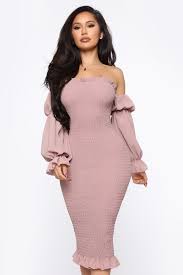 Soft Lover Smocked Midi Dress Mauve Body Con Dress Outfit Mauve Dress Long Sleeve Mermaid Prom Dress