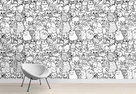 Bedroom Black And White Wall Mural Kids Room Doodles Wallpaper Nursery Wall Murals Black White Wallpaper Modern Home Decor Wallpaper Coloring Wallpaper No Lazy Wallpapers Black And White Wallpaper Nursery Wall Murals Modern Wallpaper