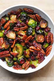 Tear the bread into rough crumbs about 1/3 inch in diameter. Brussels Sprouts With Bacon Pecans And Cranberries Julia S Album