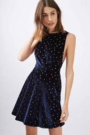 Just A Starry Starry Night Velvet Skater Dress Skater Dress Top Shop Dress