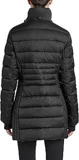 Amazon.com: HFX Women's 3/4 Midweight Puffer Jacket Front Button Off Faux  Fur Trimmed Hood Zippered Chest Pocket Water Resistant 31" Coat, Black,  Large : Clothing, Shoes & Jewelry