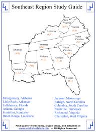 Free downloadable pdf worksheets for teachers: 4th Grade Social Studies Southeast Region States