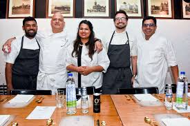 Chef Gresham Fernandes Chef Rahul Ankerkar Chef Pooja Dhingra Chef Viraf Patel And Chef Alex Sanchez During Food With Benefits Partners With Osmart Natural Mixers At Cafe Zoe In Mumbai On May Alex sanchez, chef gresham fernandes, chef pooja dhingra, chef rahul ankerkar, chef viraf patel.