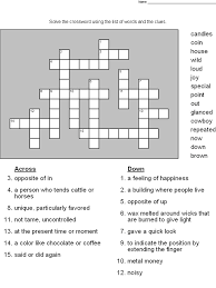 crossword puzzles for 5th graders activity shelter