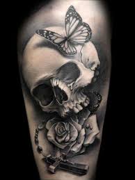 Black And White Skull And Rose Tattoos Skull And Cross Tatoo Amazing Black And White Skull Bone With Cross And Roses Tattoo Skull Sleeve Tattoos Skull Tattoos Skull Tattoo