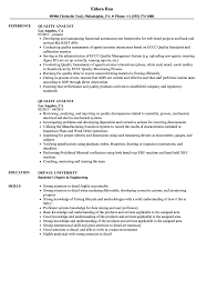 Quality Analyst Resume Samples Velvet Jobs