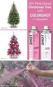 Pink Christmas Tree With Colorshot Faux Christmas Trees Donut Christmas Tree Christmas Tree Painting