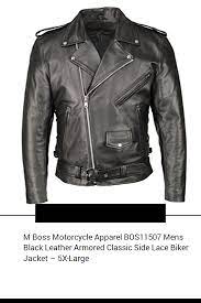 M Boss Motorcycle Apparel Bos11507 Mens Black Leather Armored Classic Side Lace Biker Jacket 5x Large Mens Black Leather Motorcycle Outfit Mens Outfits
