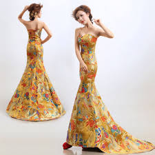 Accent the event with a variety of red wedding dresses in short & long lengths, in an unimaginable variety of colors. Gold Red Dragon Robe Inspired Strapless Mermaid Trailing Chinese Style Wedding Dress Party Gown Red Party Gowns Wedding Party Dresses Strapless Dress Formal