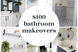 Gain diy inspiration with this inexpensive small bathroom makeover that uses gel stain to get rid of that old oak vanity. 17 Budget Bathroom Makeovers Finished For Under 100