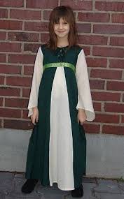 Celtic Over Coat For Little Girls Long Medieval Dress For Girls In Cotton Laced Front With Ribbon With Trim Long T Medieval Dress Long Green Dress Dresses